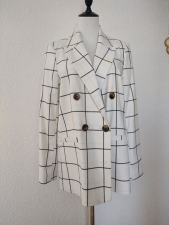 Blazer River Island kariert weiss Grösse 40 neu mit Etikett