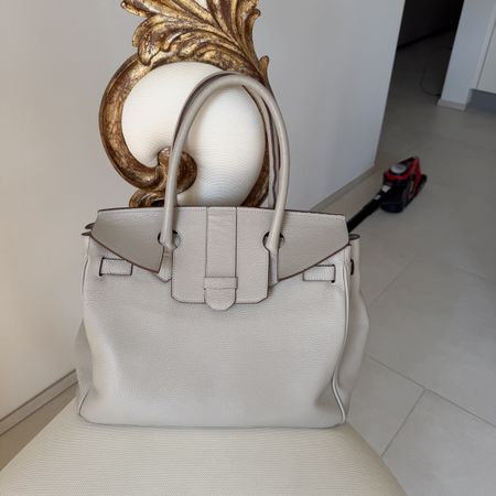 Handtasche Leder hellgrau guter Zustand