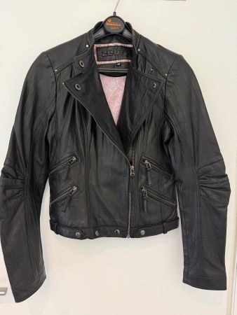 Echtlederjacke Bikerstyle schwarz Gr. 36/38