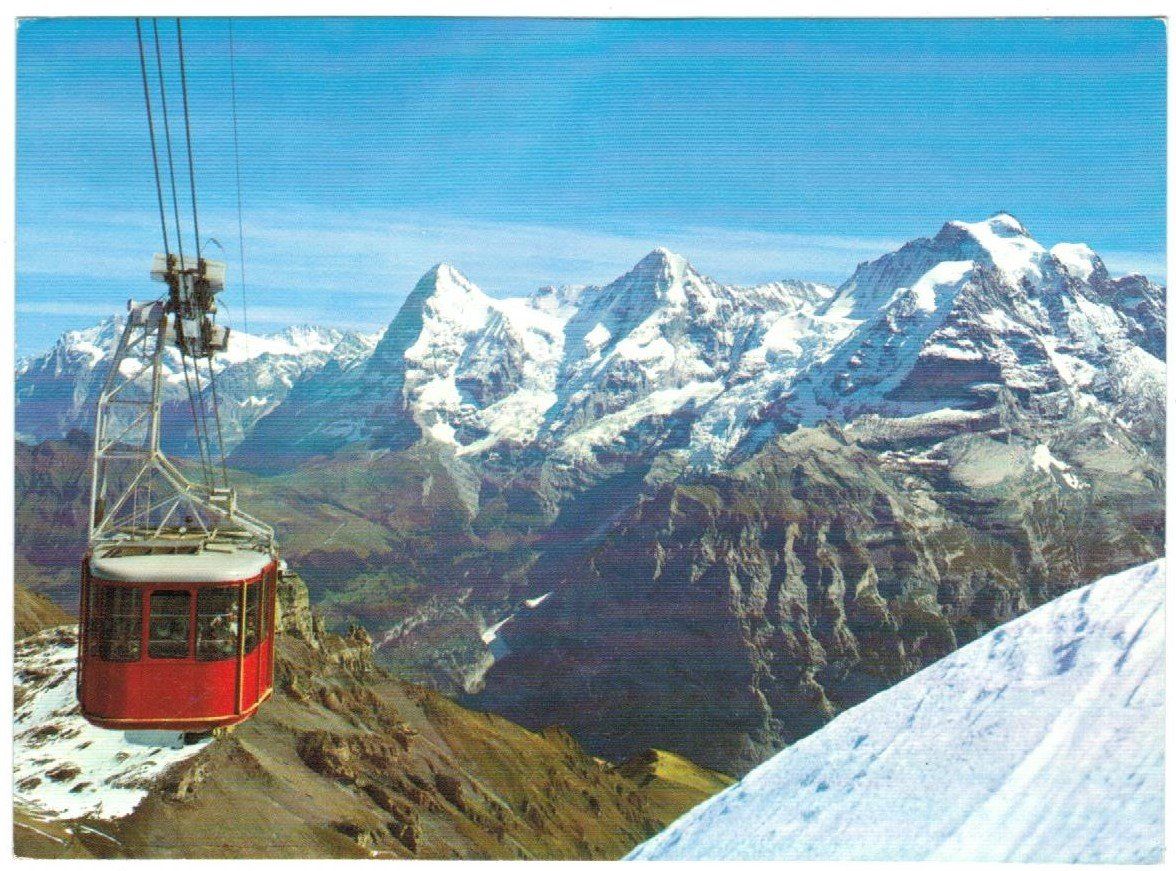 Cartoline postali: AK Schilthornbahn mit Eiger, Mönch und Jungfrau – Usato da Zürich venduto da tol_b7c7