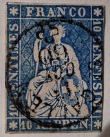 Briefmarke Schweiz, sitzende Helvetia 10 Rappen, gestempelt