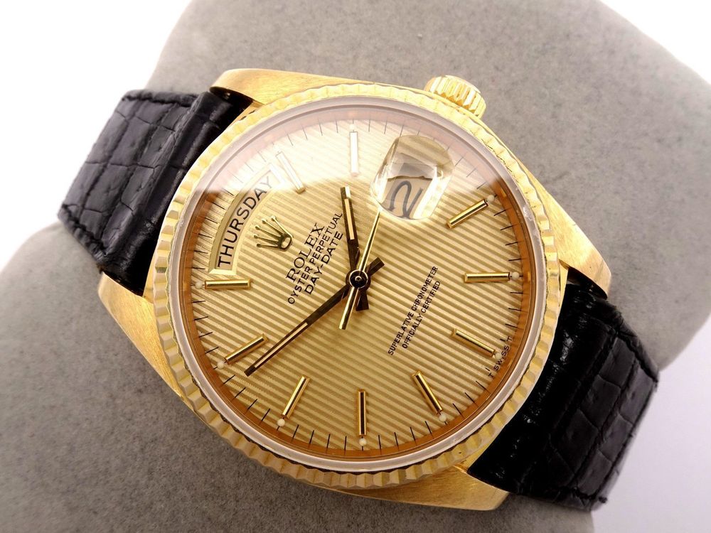 Rolex Orologi: ROLEX DAY-DATE 18K 1981 REF. 18038 TAPESTRY DIAL AUTOMATIK – Usato da Zürich venduto da SWISSTIMEARTS-AG