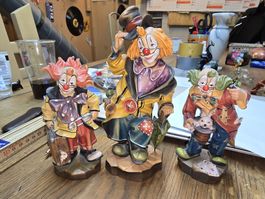 Clownfiguren, 3er Set, Handgemachte Sammlerstücke Rarität (D