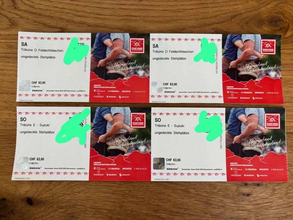 Billets: ESAF 2025 Glarnerland - Schwingerfest-Tickets – Neuf avec emballage d'origine à Inwil par adriana231 1