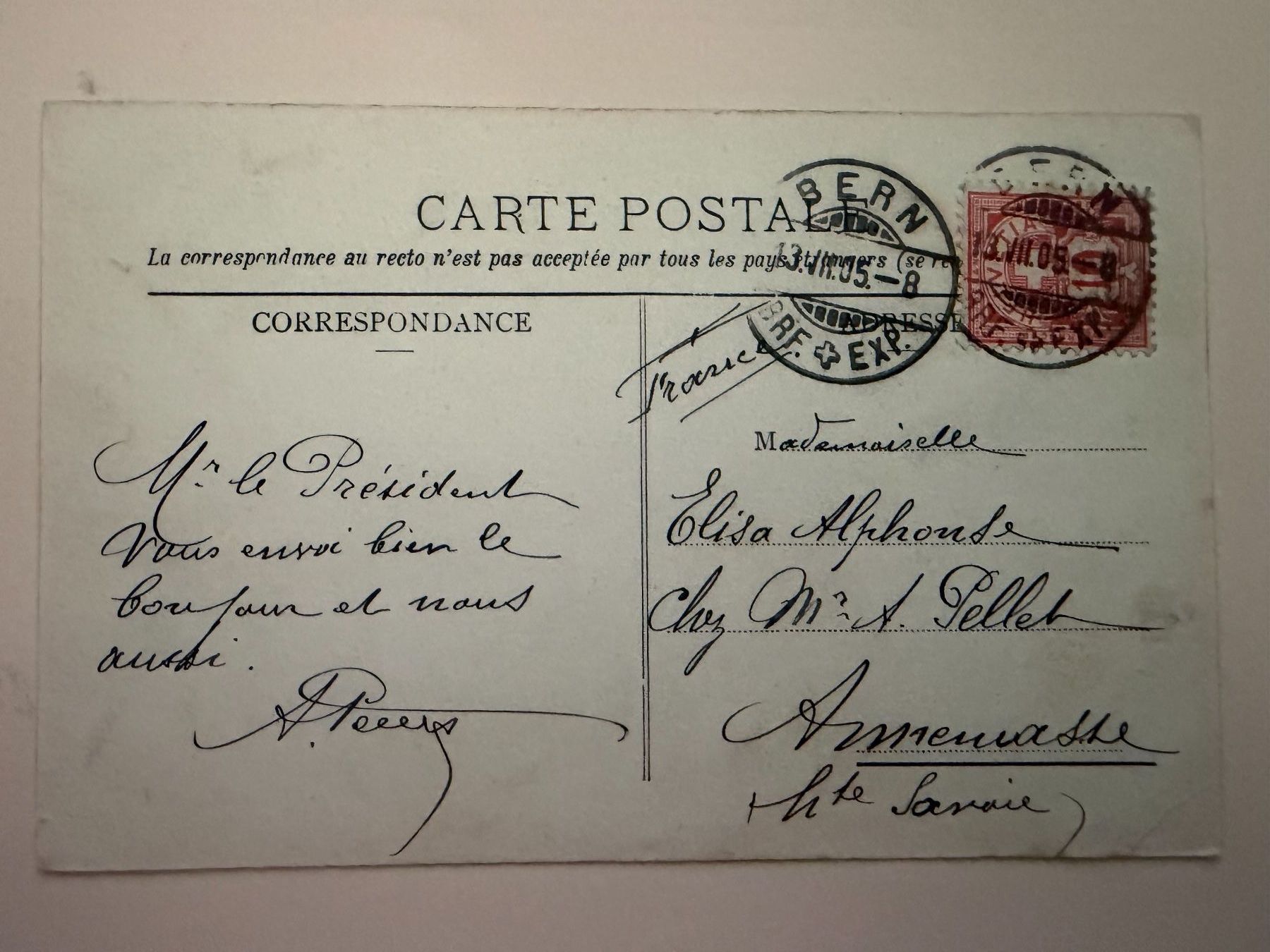 Ansichtskarten: Bern - Bundeshaus 1905  - Ansichtskarte – Gebraucht aus Tegerfelden von siebenmacky 1