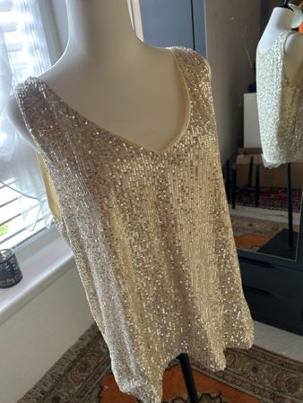 Oberteil Pailletten in Gold Grösse L