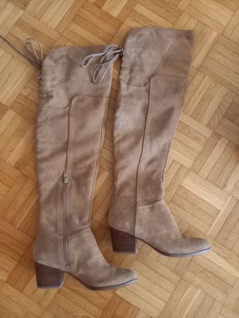 Overkneestiefel von Aldo, Gr 36, Velourleder braun