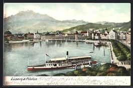 AK Luzern, Luzern, Pilatus, Dampfer