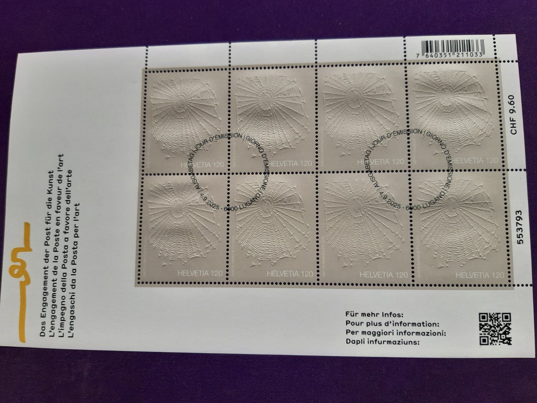 Tous les timbres: Zierbogen ET-Stempel "Kunstsegment der POst, 2025 – Neuf (Voir description) à Wangs par weisstannen01