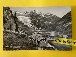 Gletsch mit Rohnegletscher und Furkastrasse