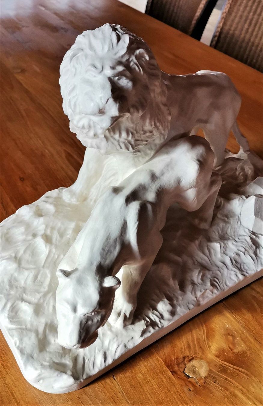 Skulpturen & Statuen: Löwenpaar aus Gips von 1943 – Gebraucht aus Mund von Happy_trader 2