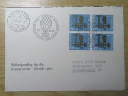 Ballonpostflug für die Kinderdörfer Zürich 1960