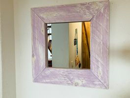 Wandspiegel shabby chic, Lavendel, handgefertigt 47x47cm