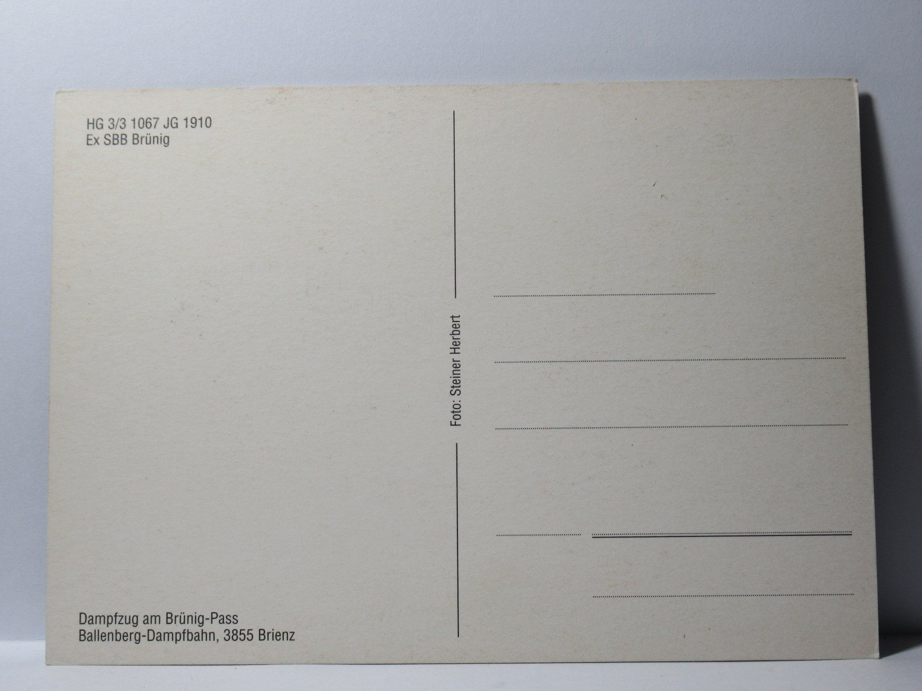 Cartoline postali: SBB , Dampfzug am Brünig - Pass – Nuovo (secondo la descrizione) da Grenchen venduto da Bluemchen1900 1