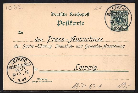 Cancelleria postale: Leipzig, Industrie u. Gewerbe-Ausstellun – Usato da Berlin venduto da bartko-reher 1