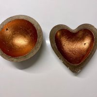 Beton Deko Set Herz und Kugel, Bronze Akzent
