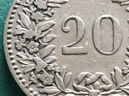 Abart 20 Rp. 1900 mit 2 Stempelrissen