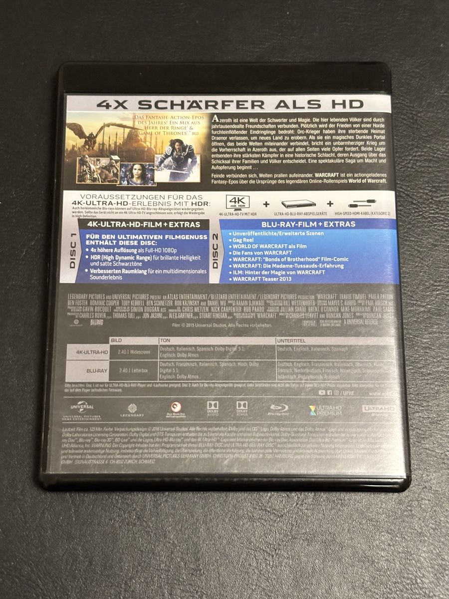Tutti i DVDs: Warcraft The Beginning 4K Ultra HD Blu-ray – Usato da Luzern venduto da Armastra 1