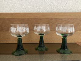 3 alte Römer Weingläser 1dl