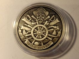 DEAD MAN TELL NO TALES 1 OZ UNZE SILBER AntiqueFinish COLOR
