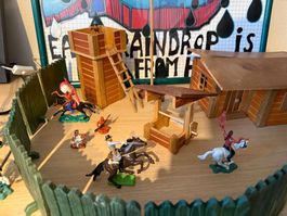 Fort Western Bois Vintage "Fort Air Cooper" + Figurines 70's