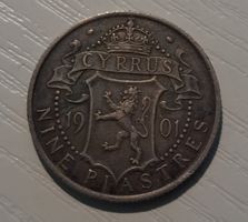 SILBER / 9 Piaster / Zypern / 1901