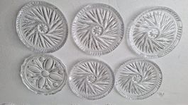 6 Kristall-Glasuntersetzer , Vintage