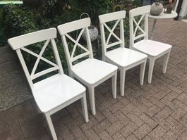 4  Holzstühle  IKEA  weiss