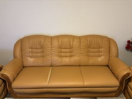 Kunstleder Set beige 3-Sitzer und 2x2-Sitzer