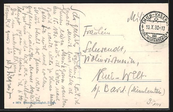 Cartoline postali: AK Thun, Die Kasernen, 1930 – Usato da Berlin venduto da bartko-reher 1
