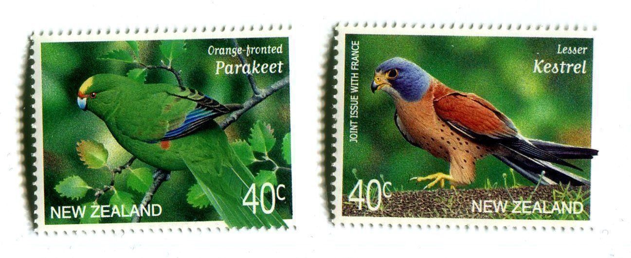 Tutti i francobolli: Briefmarken "Rötelfalke & Papagei" Neuseeland – Nuovo e nell'imballaggio originale da Basel venduto da Butsch5