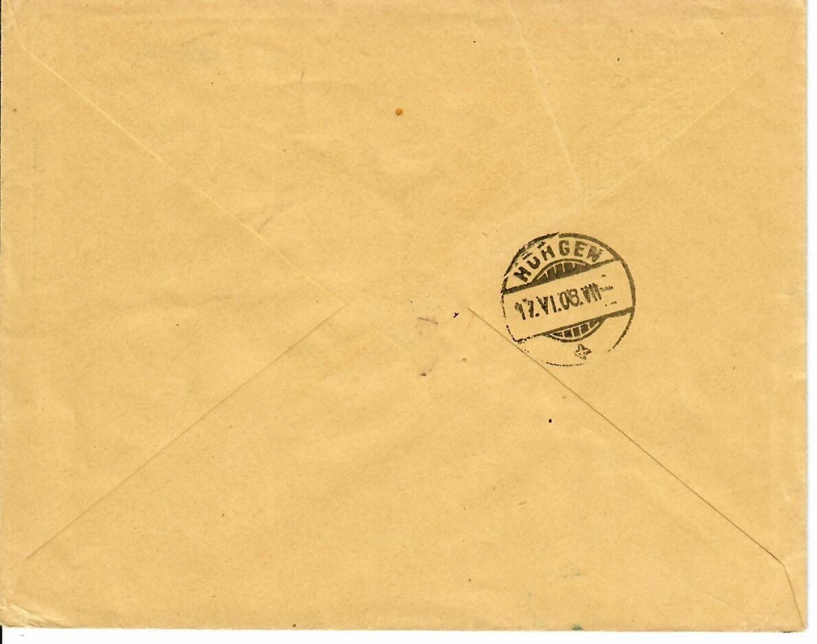 Alle Briefmarken: Brief, Joh. Strickler Horgen - Ambulant 1908 – Gebraucht aus Hochdorf von Ziegel-16 1