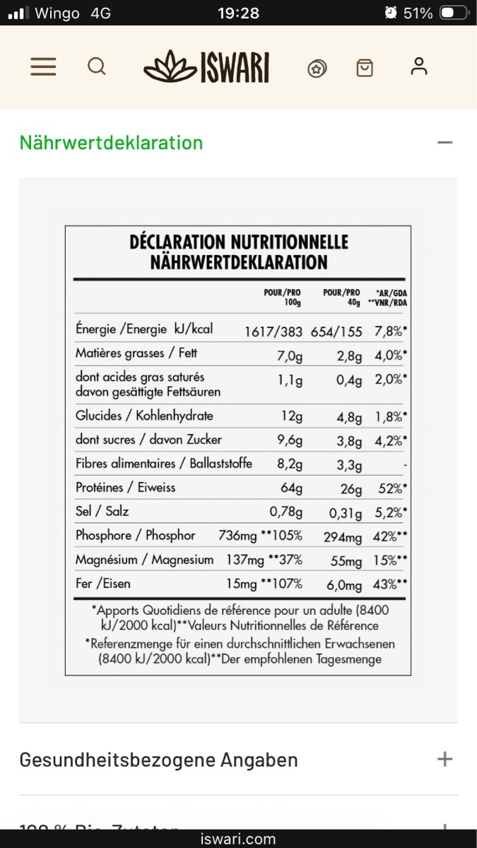 Aliments & Spécialités: ISWARI Super Vegan Protein Erdnuss – D'occasion à Brenzikofen par Martha_V 2