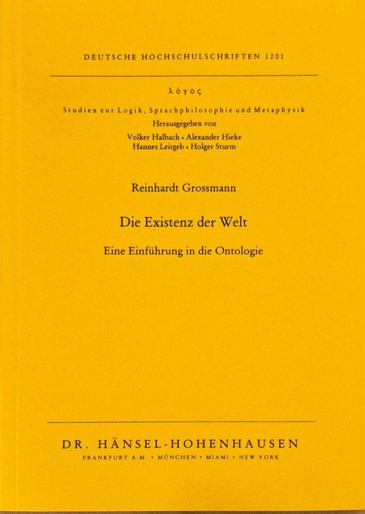 Libri: Grossmann Reinhardt, Die Existenz der Welt – Nuovo (secondo la descrizione) da Sarnen venduto da Livres