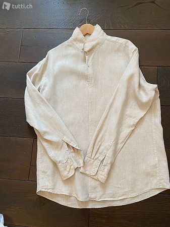 3 Herren Leinenhemden XXL (FR-Grösse), blau,grün,beige