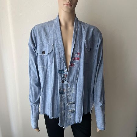 GREG LAUREN Chambray Kimono Studio Cardigan 🩵