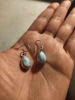 Ohrhänger Larimar mit Silber 925 Tropfenform guter Zustand