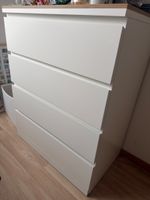 Chest of drawers, white with wood top, 4 drawers