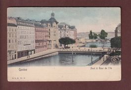 GENEVE - Pont et Tour de l'Île // pli d'angle //