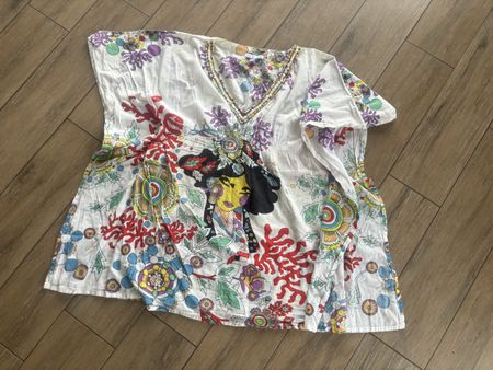 S-M_Chris Line Beach Kaftan Top with beads_thin cotton