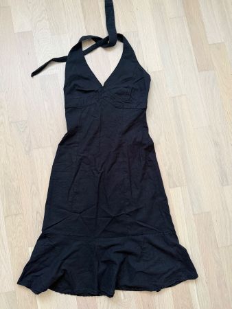 Kleid schwarz Gr. 36 H&M Neckholder guter Zustand Leinen