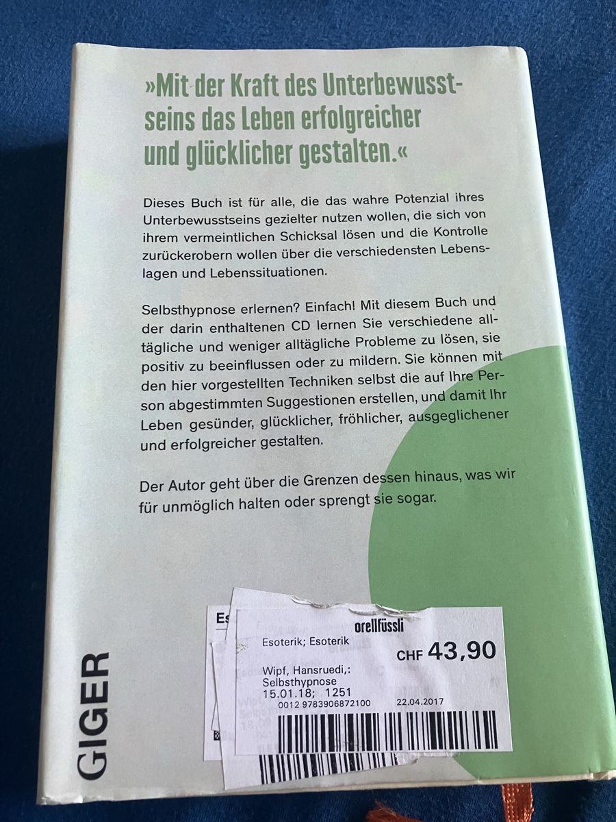 Libri: Selbst-Hypnose Buch – Nuovo (secondo la descrizione) da Baden venduto da Kolumba 2