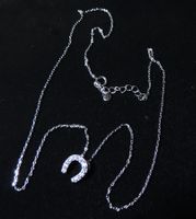 Silber 925 Anker Halskette mit Hufeisen Anhänger