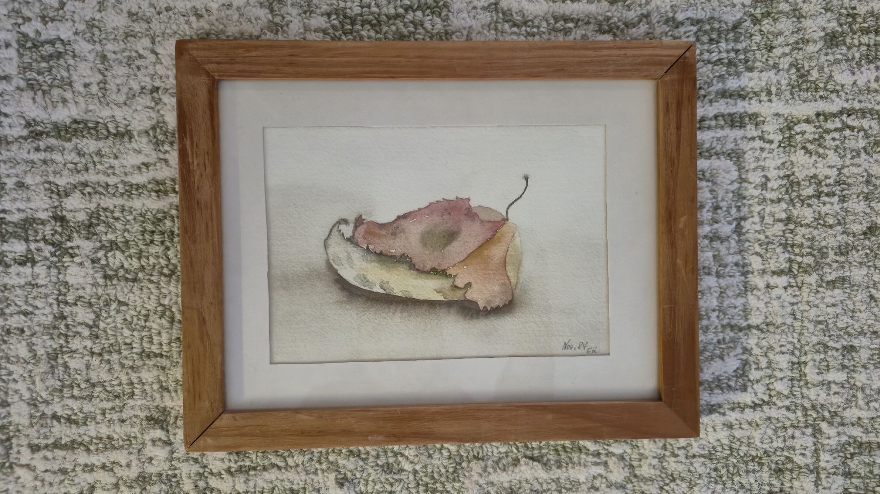 Tableaux: Aquarell-Bild Blatt mit Holzrahmen – D'occasion à Watt par sarahZH1995
