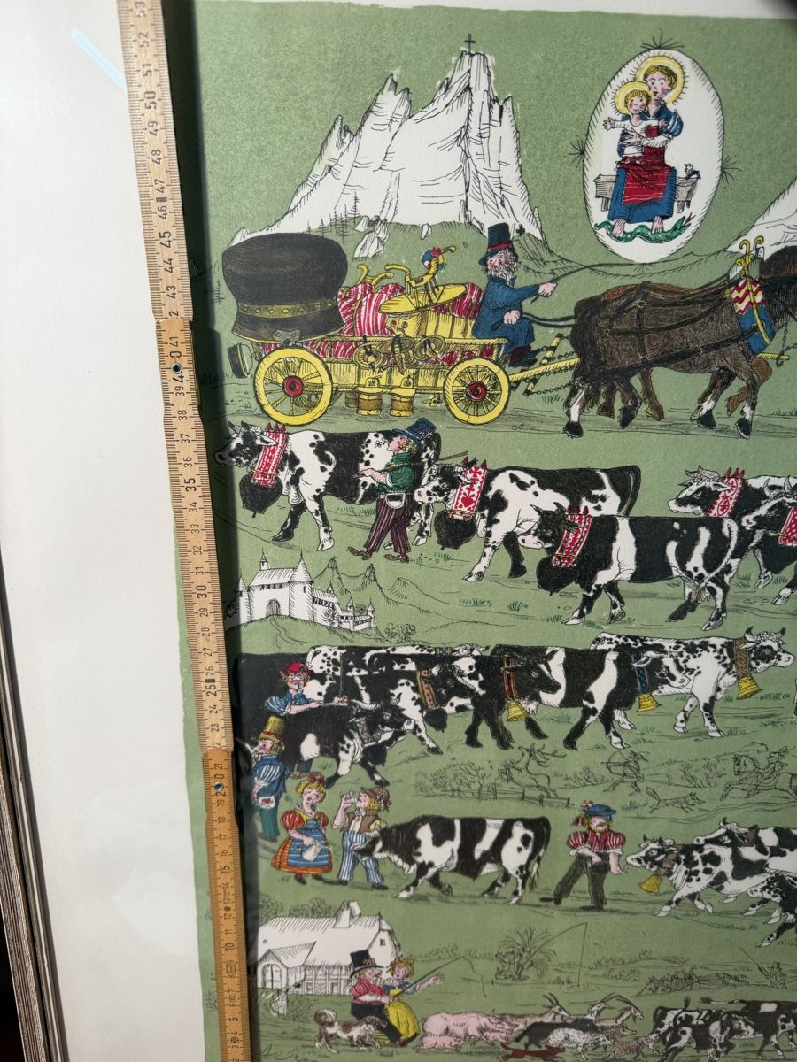 Grafiken & Lithographien: Teddy Aeby Art Print Framed Alpine Procession 1973 – Gebraucht aus Lausanne von artnouveau04 5