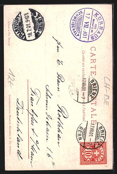 Cartoline postali: Brienz, Ortspartie am Seeufer, 1901 – Usato da Berlin venduto da bartko-reher 1