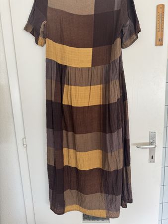 Robe d'été longue Zanzea taille XL motif à carreaux marron/j
