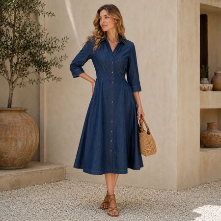 Esprit Jeanskleid Optik 36-38 Kleid Hemdkleid Midikleid