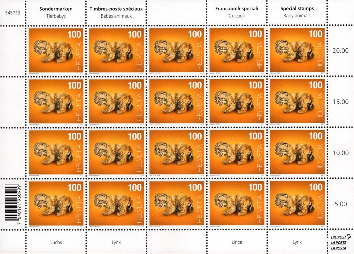 Tutti i francobolli: 4 Bogen Tierbabys - Otter, Luchs, Wolf, Bär** – Nuovo (secondo la descrizione) da Dottikon venduto da haeusibuh5 2