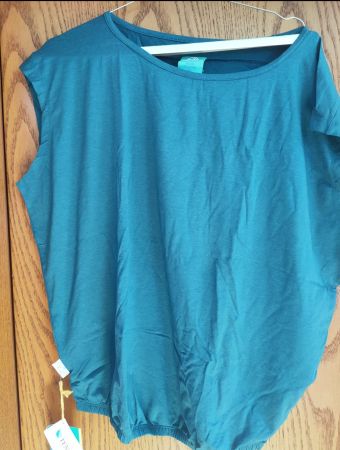 Yoga Top Off shoulder petrol ,Gr M
